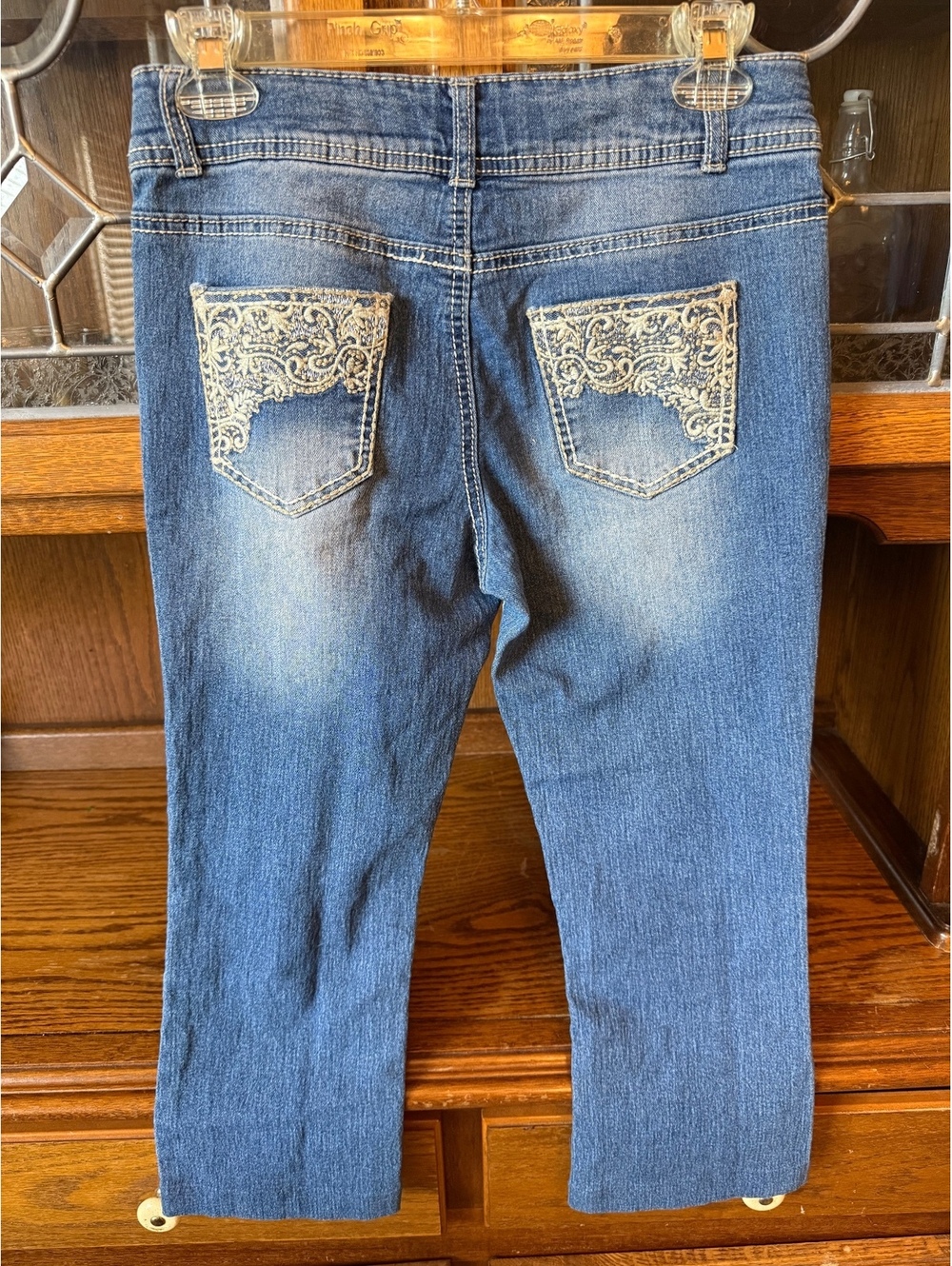 Faded Glory Embroidered Bootcut Jeans 28in Waist Hemmed Legs Y2K boho